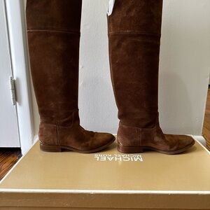Light Brown Suede Knee-High Boots